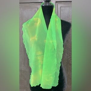 2 Shades of green with splash of yellow & red scarf